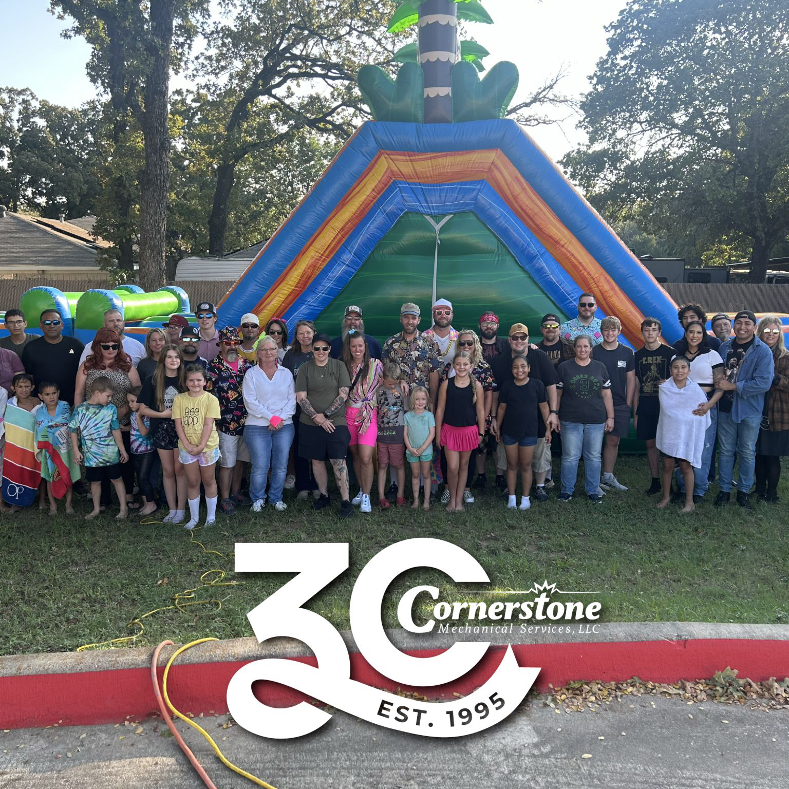 a group of people standing in front of a crowd